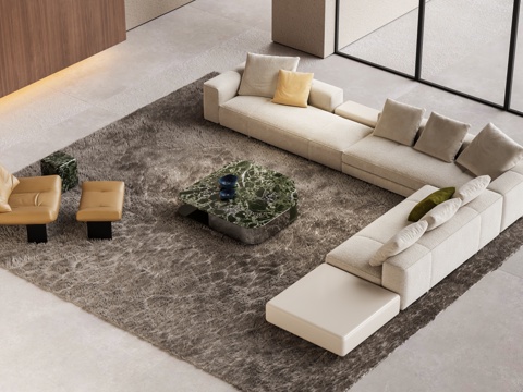 Minotti YVES Sofa Coffee Table Combination Corner Sofa Living Room Sofa Sand