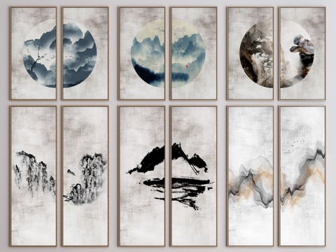 Chinese New Chinese Hanging Painting Combination