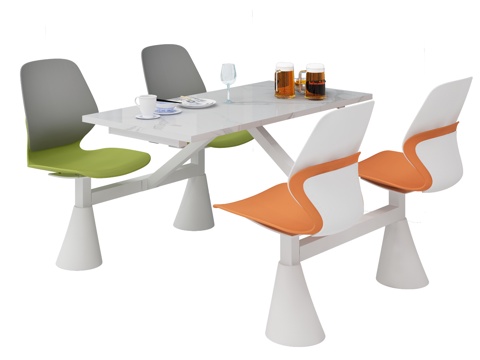 Modern Staff DiningRoom Staff Restaurant Hospital Restaurant Restaurant Conjoined Table and Chair Backrest Conjoined Table and Chair