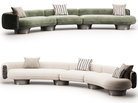 Modern Italian Affordable Luxury Style Fabric Curved Sofa