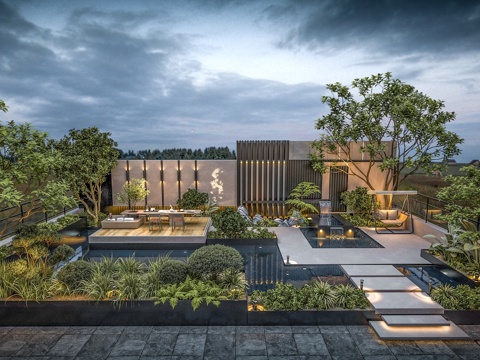 Modern Roof Garden Hanging Garden Courtyard Garden