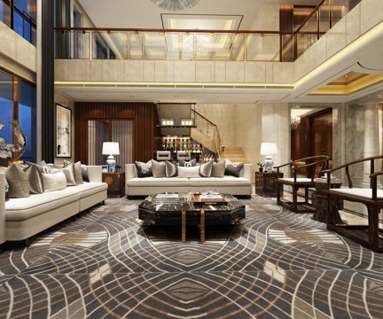 New Chinese Duplex Living Room New Chinese Living Room Duplex Living Room New Chinese Stairs