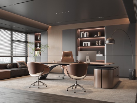 Modern Italian Office Chairman's Office General Manager's Office Office Area Bookcase Bookshelf