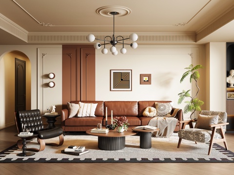 French Mid-century Style Living Room
