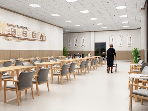 Modern Canteen Elderly DiningRoom Elderly Canteen Aging Restaurant Elderly Activity Center