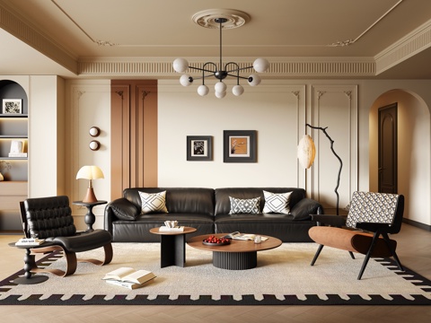 French Mid-century Style Living Room