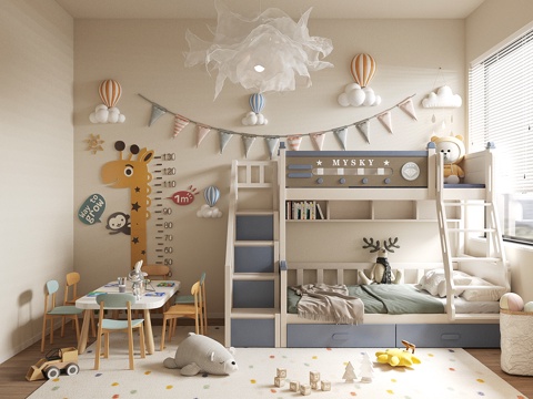 Modern kids Bedroom boy's room children's entertainment room kids Bed toy doll combination