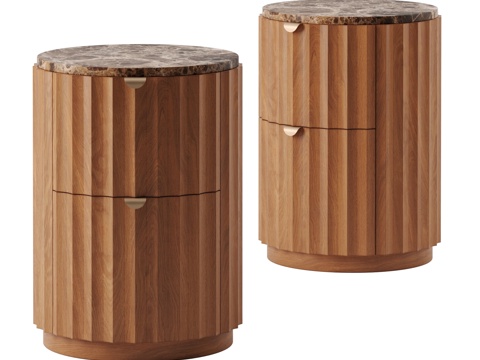 Neo-Chinese Style Mid-century Style Solid Wood Round Bedside Table