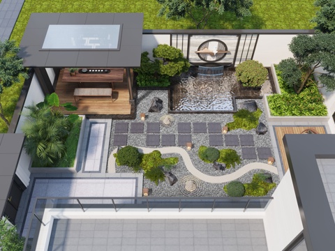 New Chinese Garden Landscape Gazebo Courtyard Waterscape Villa Courtyard Courtyard Sick