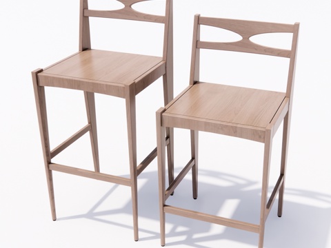 Solid Wood Backrest Bar Chair Simple Retro Silent Havana Bar Chair Antique Bar Chair Su Model
