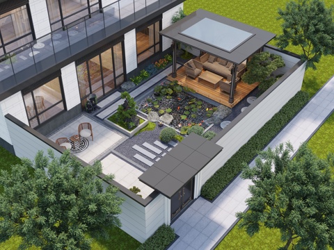 New Chinese Garden Landscape Gazebo Courtyard Waterscape Villa Courtyard Courtyard Sick