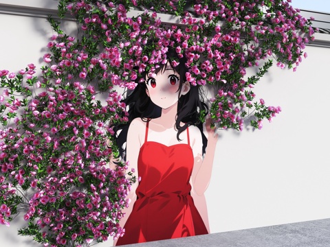 Flower Multi Wall Cartoon Wall Flower Girl Hair Modern Beauty Chen Wall Wall Painting Flower Wall
