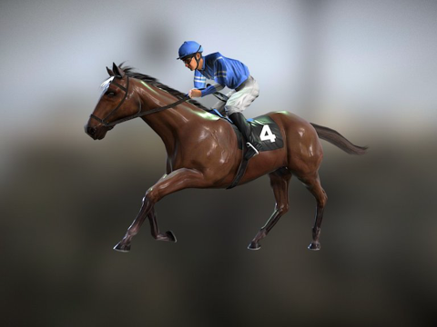 3D game horse low poly model with animation