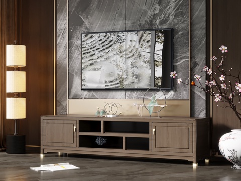 TV Cabinet New Chinese TV Wall TV Cabinet