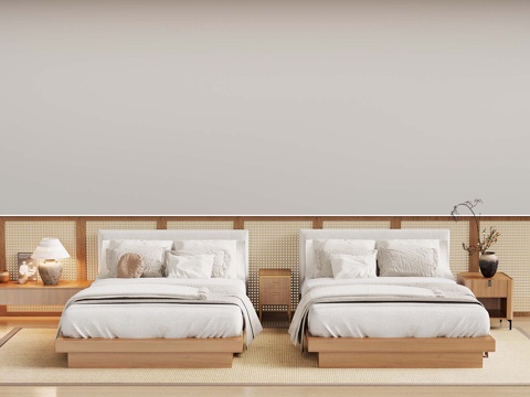 Quiet Antique Style Single Bed Guest Room Standard Double Bed
