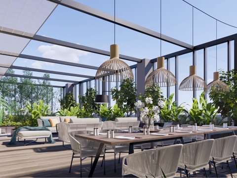 Modern Roof Garden Hanging Garden Courtyard Garden