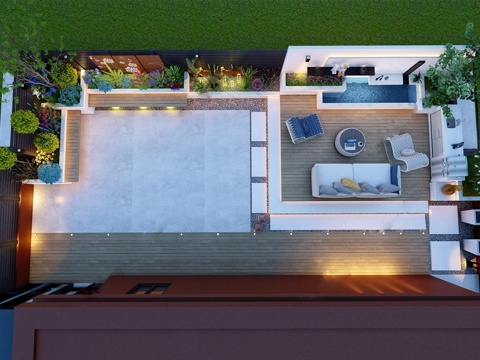 Modern Roof Garden Hanging Garden Courtyard Garden