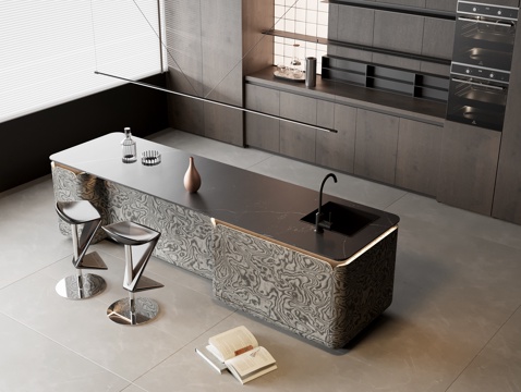 Marble Bar Table Nakajima Water Bar Table Solid Wood Sideboard Casual Bar Chair Oven Set