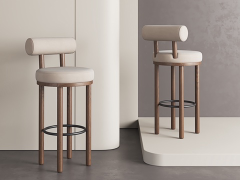 Modern Solid Wood Bar Stool Retro Style Bar Stool Antique Style Bar Stool Minimalist Bar Stool