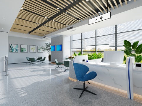 Modern Service Center Service Hall Negotiation Tables and Chairs Community Hall Service Hall Bar Counter
