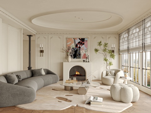 French Living Room Sofa Chair Coffee Table