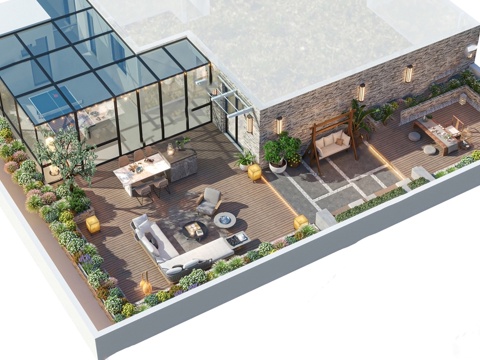 Modern Roof Garden Hanging Garden Courtyard Garden