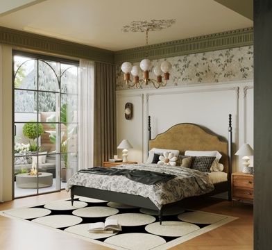 French Home Bedroom French Double Bed Bay Window Bedroom