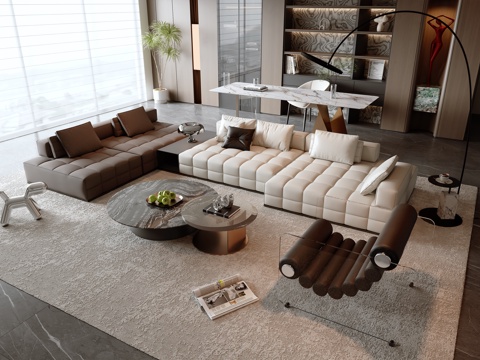 Modern Italian Sofa Coffee Table Combo