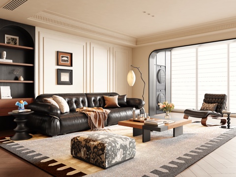 French Mid-century Style Living Room