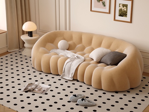 French Cream Rochburg Sofa Bubble Pumpkin Sofa Beanbag