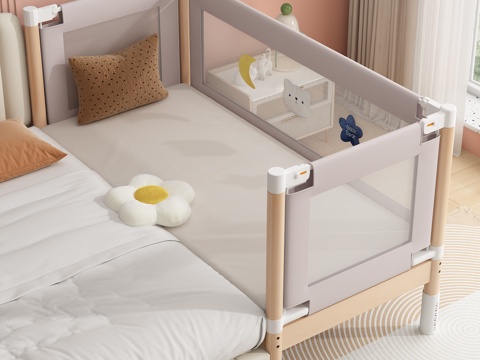 Splicing Bed kids Bed Crib Lifting Guardrail Bed Pillow