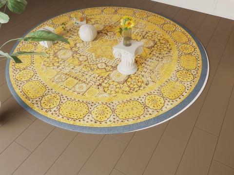 French Round Carpet Ornaments Green Plant Potted Plant