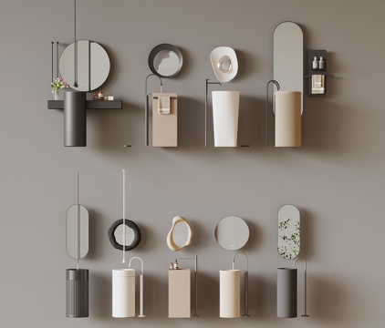 Modern Column Basin Wash Basin Bathroom Cabinet