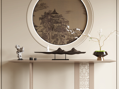 Neo-Chinese Style Entrance Desk End View Desk