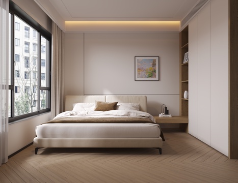 Modern Bedroom Second Bedroom Elderly Room No Main Lamp Bedroom Wardrobe Decorative Painting Decoration Curtain