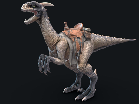 Dinosaur with saddle PBR model
