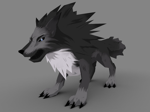 Anime Wolf Low Polygon 3d Model