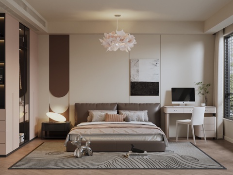 Modern Cream Style Home Bedroom Master Bedroom Second Bedroom Bay Window Bedroom Double Bed Wardrobe