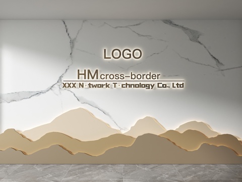 Modern Wall Front desk background wall Company image wall Reception background wall Technology background wall