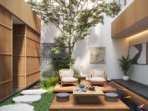 Modern Courtyard Home Courtyard Villa Courtyard Waterscape Garden Landscape Leisure Courtyard