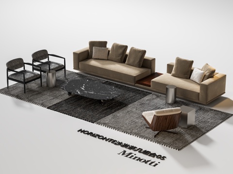 Minotti Sofa Coffee Table Combination Corner Sofa Sofa Chair Living Room Carpet
