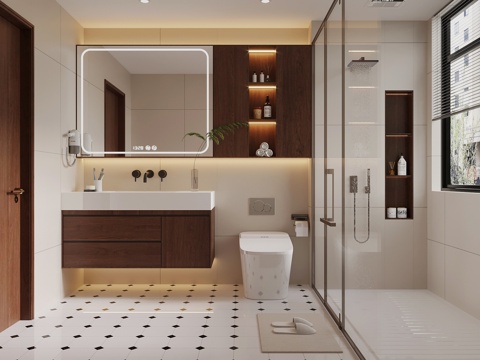 Mid-century Style Toilet Bathroom Cabinet Toilet Shower