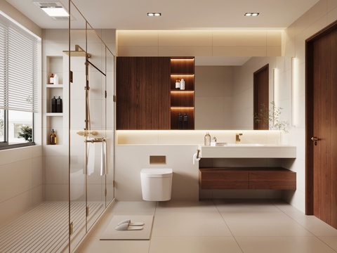 Mid-century Style Toilet Bathroom Cabinet Toilet Shower