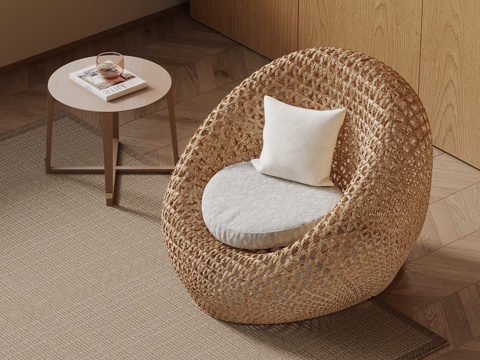 New Chinese-style Beanbag Rattan Sofa Side