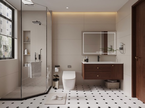 Mid-century Style Toilet Bathroom Cabinet Toilet Shower