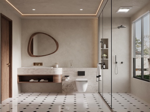 Mid-century Style Toilet Bathroom Cabinet Toilet Shower