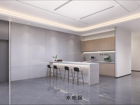 Water bar area, pantry, lounge area, waiting area