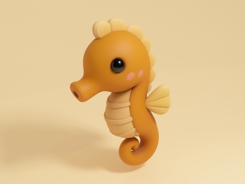 Cartoon Hippocampus Q Meng Hippocampus Baby Ocean Elf Art Display Props Pin Card Photo Hand