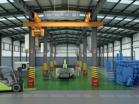 Workshop production workshop line crane forklift