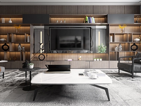 Modern Black and White Gray Living&Dining Room